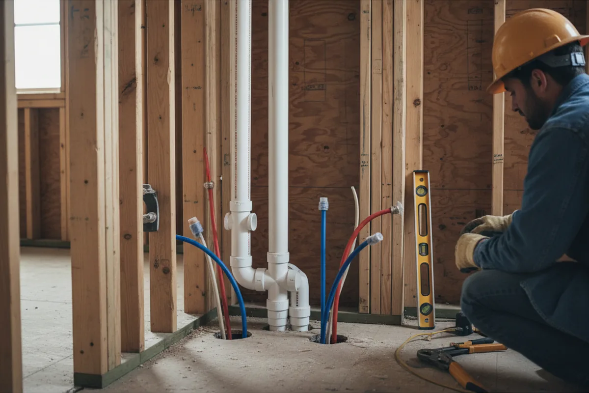 Drain and supply rough-in during Drain Cleaning in Martindale