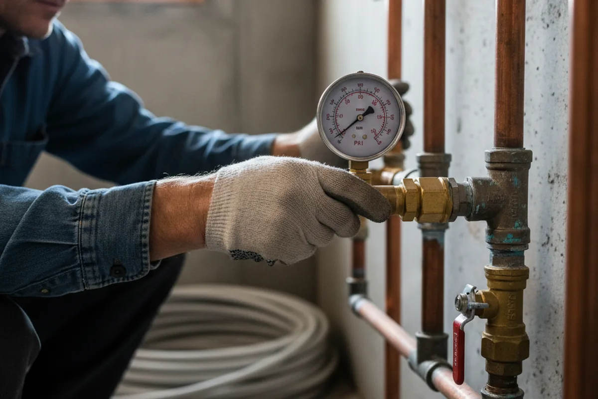 Pressure testing a repaired line during Water Line Repair in Martindale